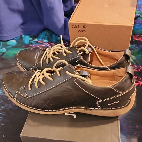 Men's Black Leather Casual Shoes Josef Seibel size eu 41(8)US NIB - Picture 1 of 9